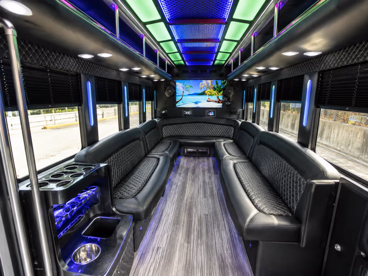 dearborn 18 passenger party bus inside