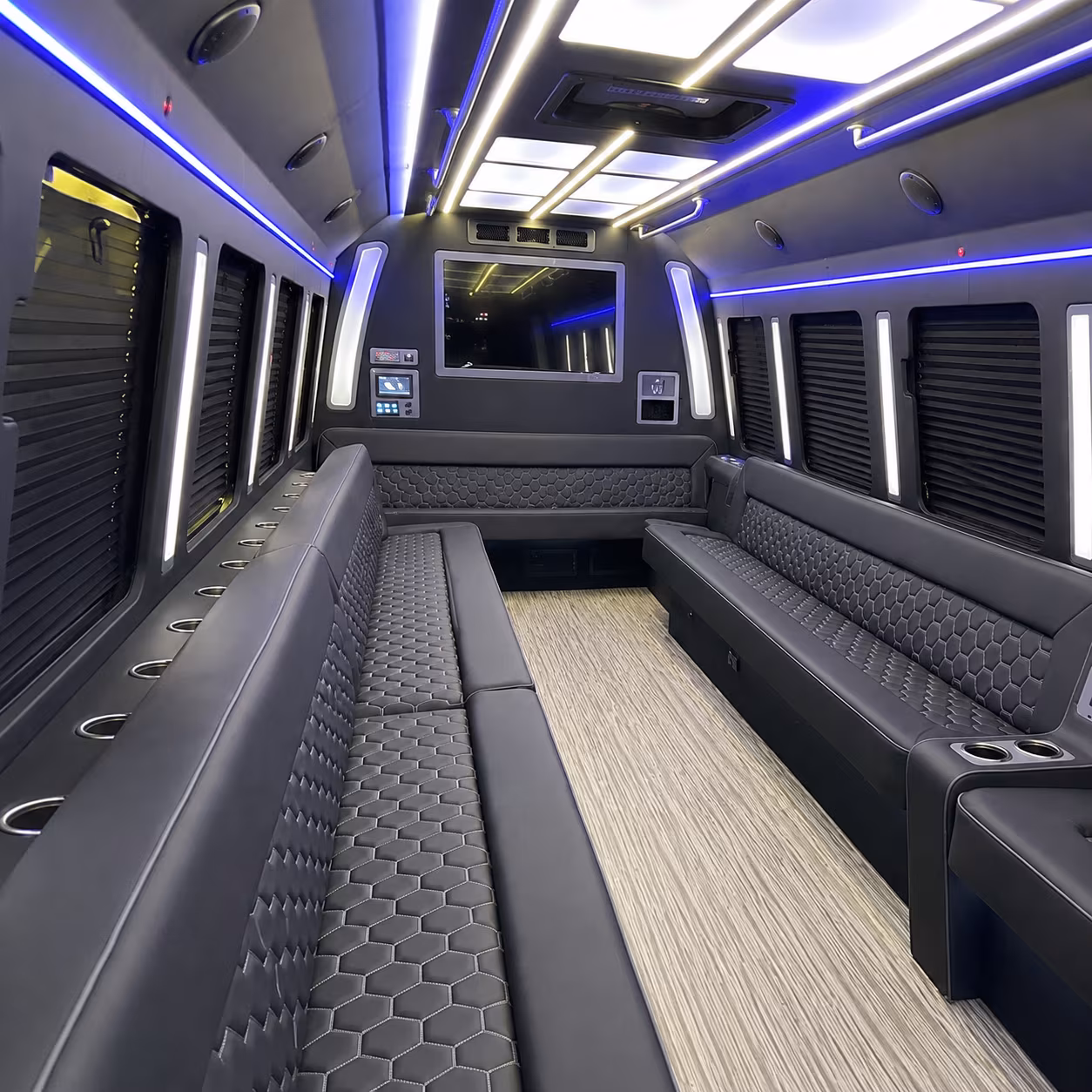 dearborn 40 passenger party bus inside