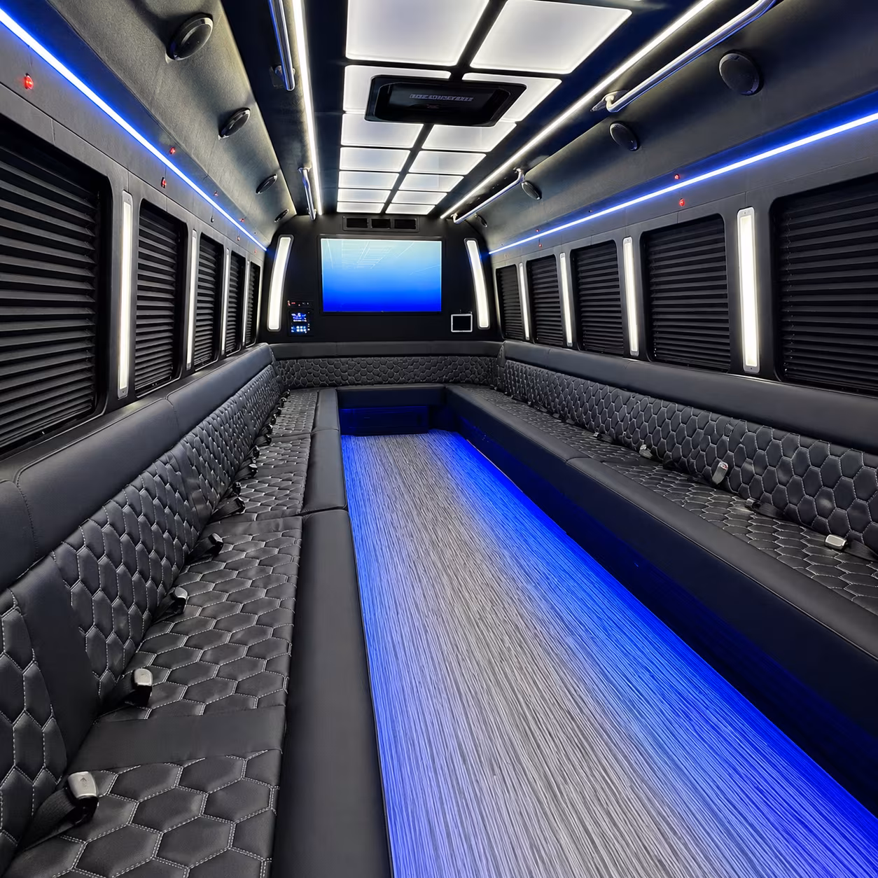 dearborn 50 passenger party bus inside